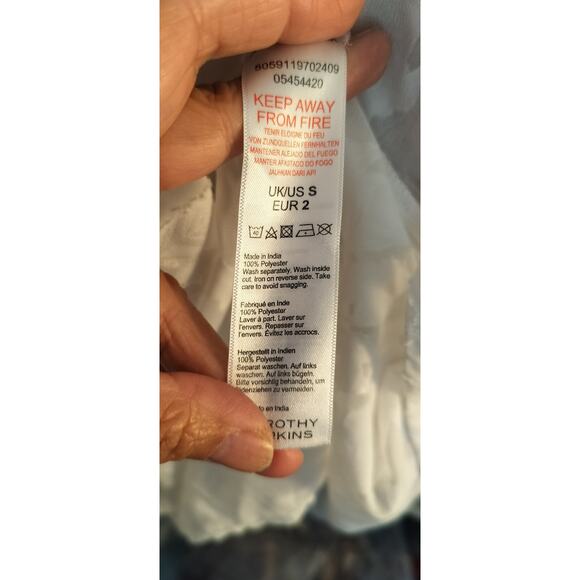 4299) Dorothy Perkins White Open Front Sheer Flowy Chiffon Top 3/4 Sleeves Small - Picture 7 of 7